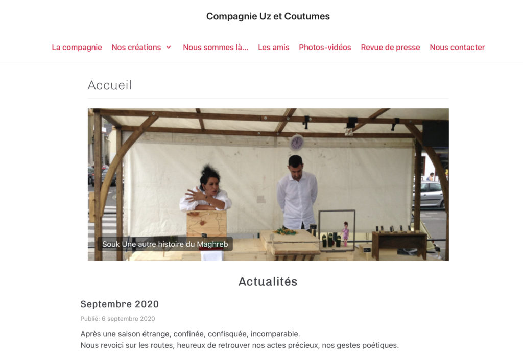 Le site de la compagnie UZ et Coutumes