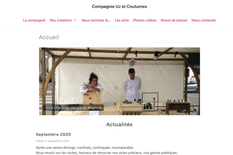 Le site de la compagnie UZ et Coutumes